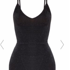 black strappy textured glitter bodycon dress